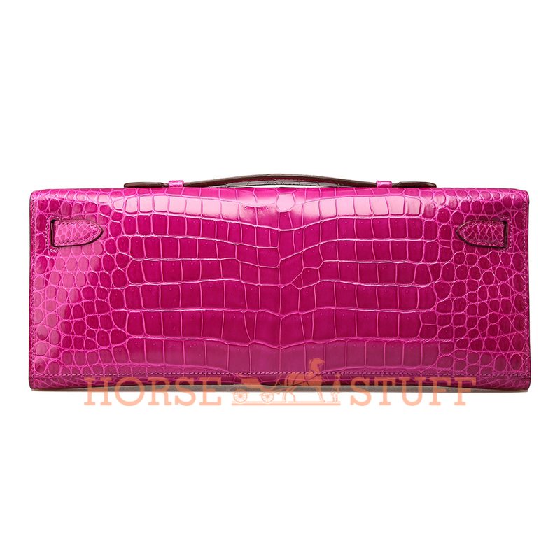 Hermès Kelly Cut Clutch Rose Scheherazade Lisse Crocodile Porosus PHW