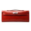 Hermès Kelly Cut Clutch Sanguine Lisse Crocodile Porosus PHW