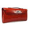 Hermès Kelly Cut Clutch Sanguine Lisse Crocodile Porosus PHW