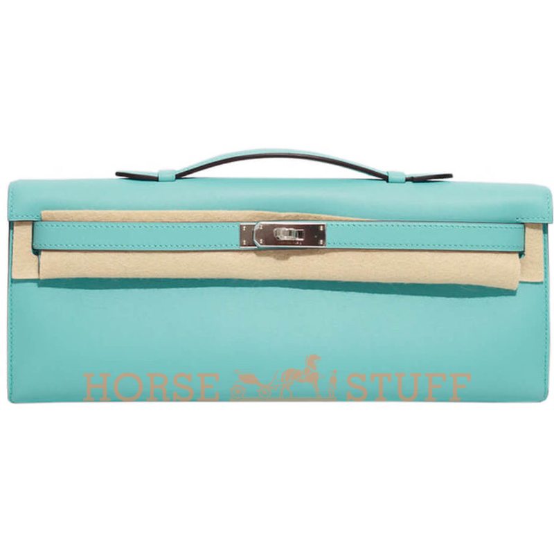 Hermès Kelly Cut Clutch Blue Atoll Swift PHW