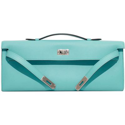 Hermès Kelly Cut Clutch Blue Atoll Swift PHW