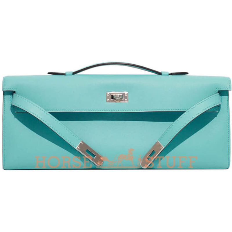 Hermès Kelly Cut Clutch Blue Atoll Swift PHW