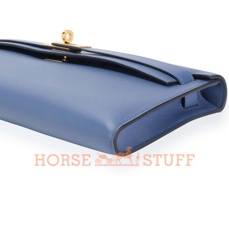 Hermès Kelly Cut Clutch Blue Brighton Swift GHW