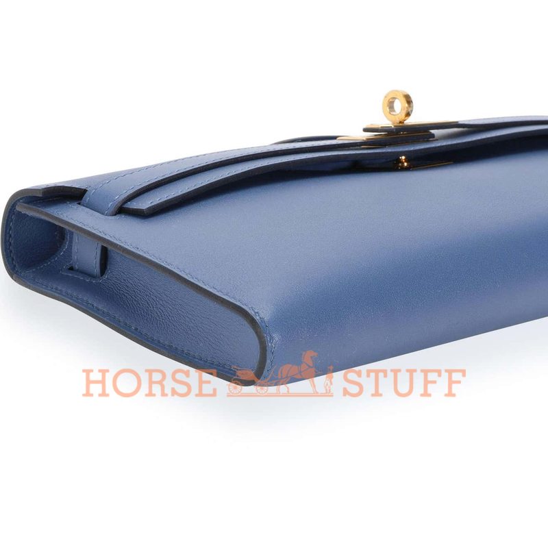 Hermès Kelly Cut Clutch Blue Brighton Swift GHW