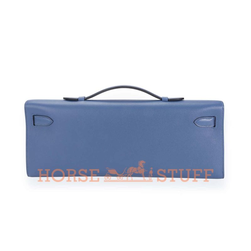 Hermès Kelly Cut Clutch Blue Brighton Swift GHW