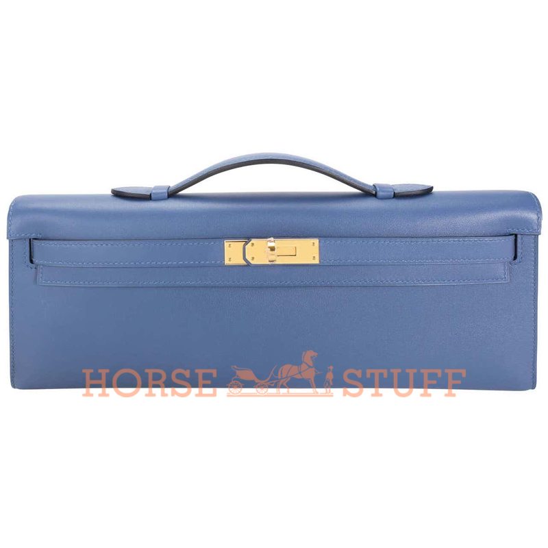 Hermès Kelly Cut Clutch Blue Brighton Swift GHW