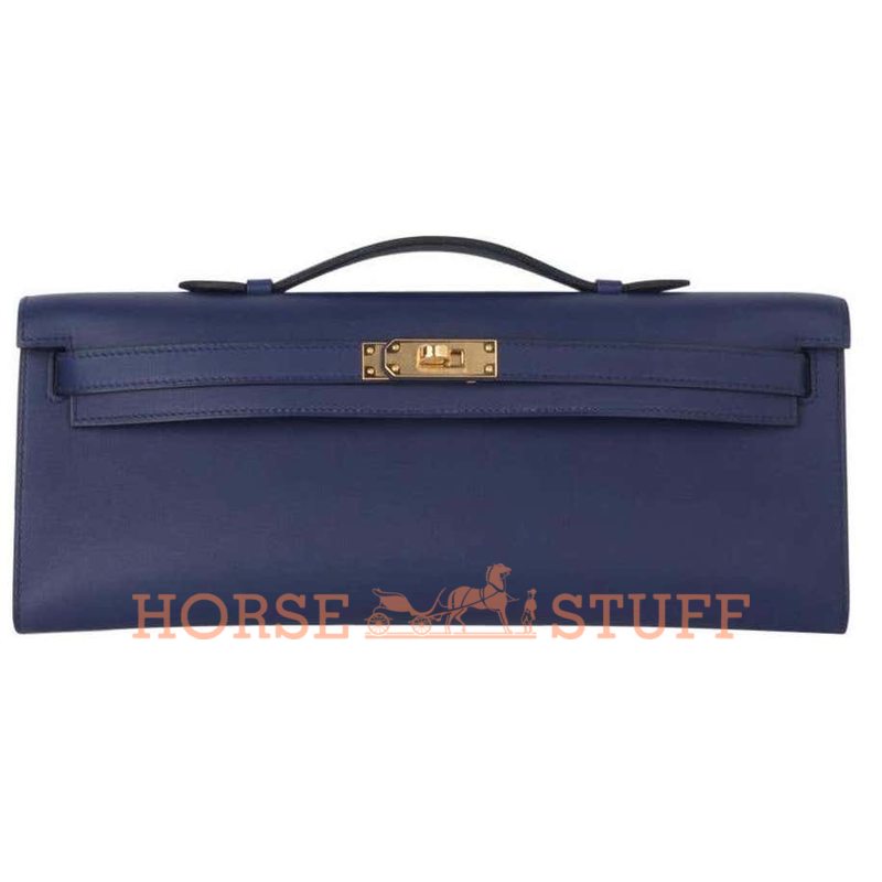 Hermès Kelly Cut Clutch Blue Encre Swift GHW