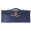 Hermès Kelly Cut Clutch Blue Encre Swift GHW