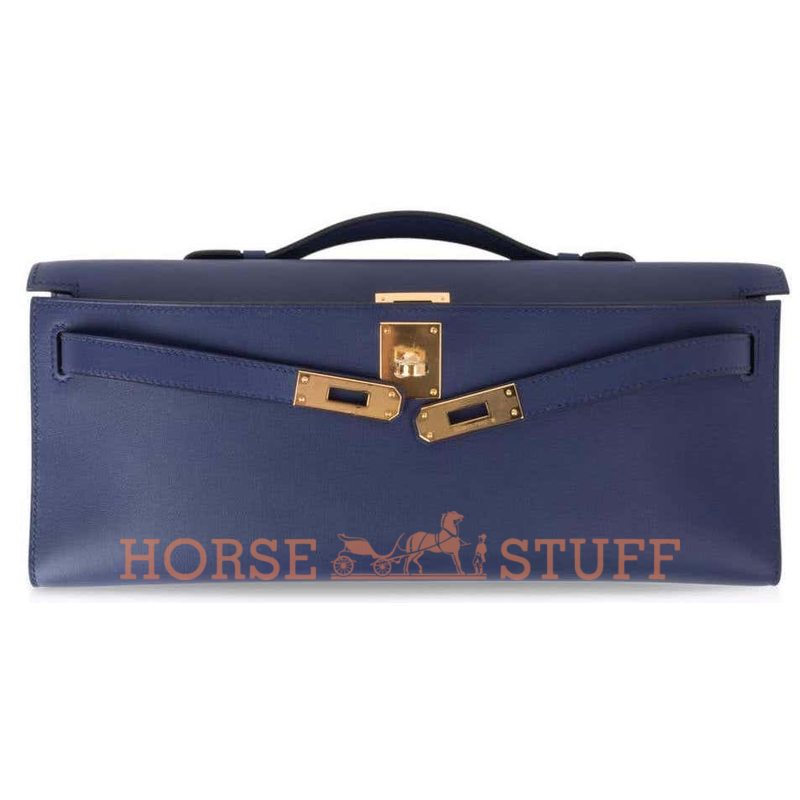 Hermès Kelly Cut Clutch Blue Encre Swift GHW