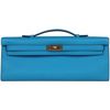 Hermès Kelly Cut Clutch Blue Zanzibar Swift GHW