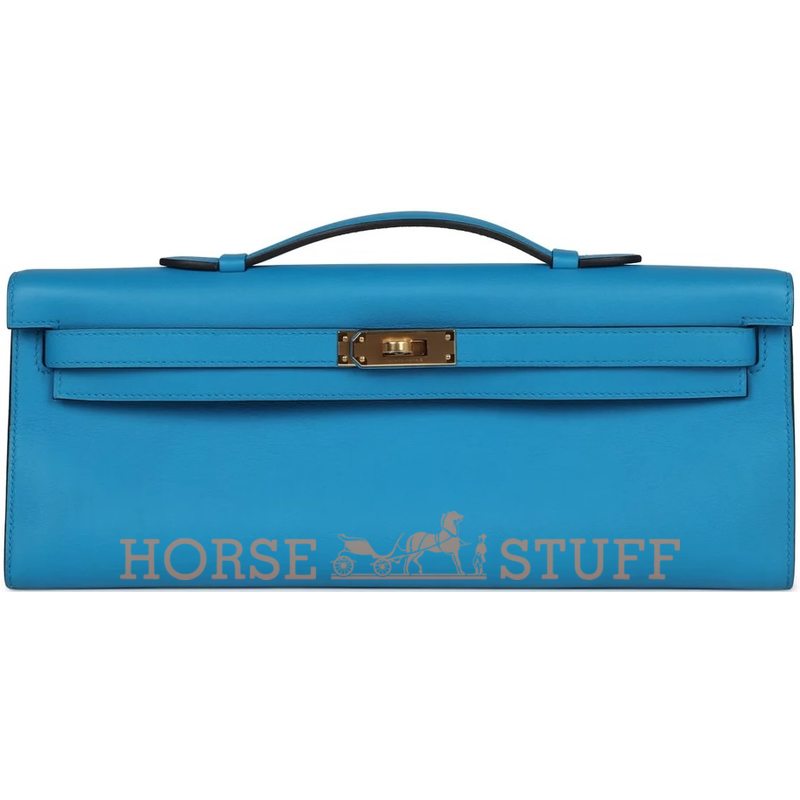 Hermès Kelly Cut Clutch Blue Zanzibar Swift GHW