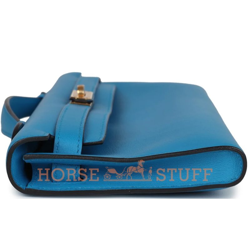 Hermès Kelly Cut Clutch Blue Zanzibar Swift GHW