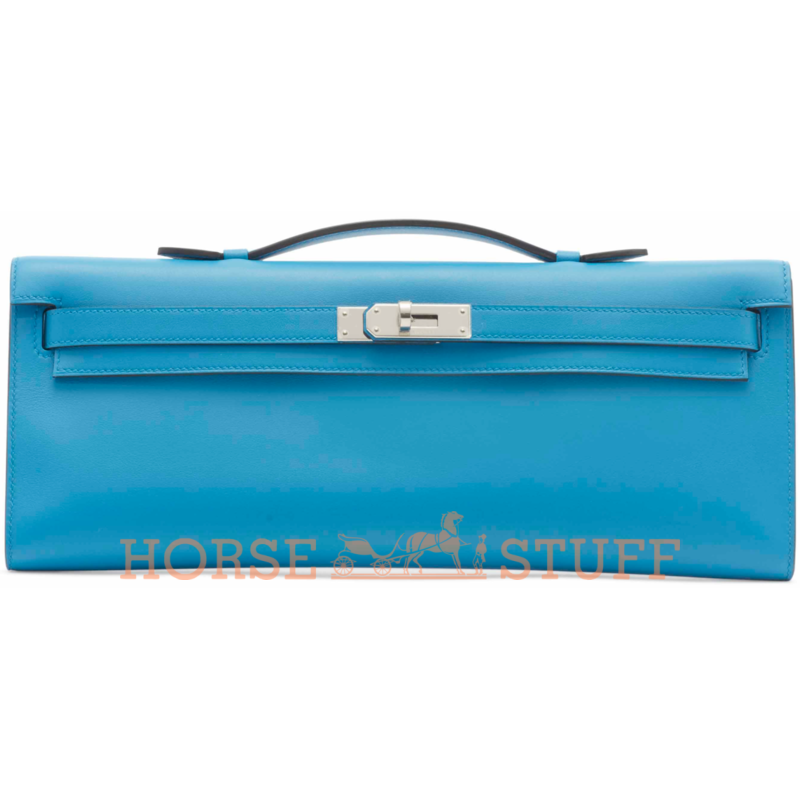 Hermès Kelly Cut Clutch Blue Zanzibar Swift PHW