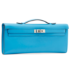 Hermès Kelly Cut Clutch Blue Zanzibar Swift PHW