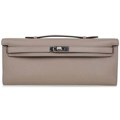 Hermès Kelly Cut Clutch Gris Asphalt Swift PHW