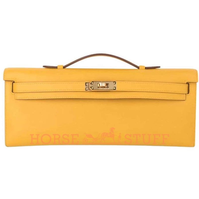 Hermès Kelly Cut Clutch Jaune Ambre Swift GHW