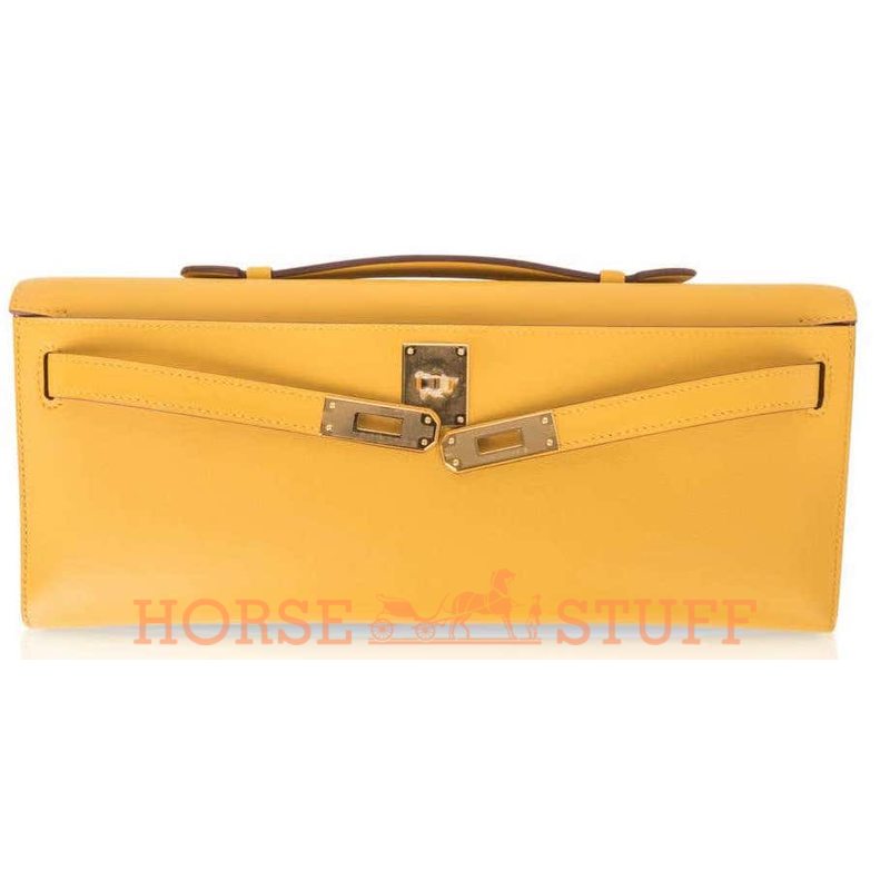 Hermès Kelly Cut Clutch Jaune Ambre Swift GHW