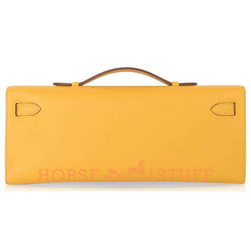 Hermès Kelly Cut Clutch Jaune Ambre Swift GHW