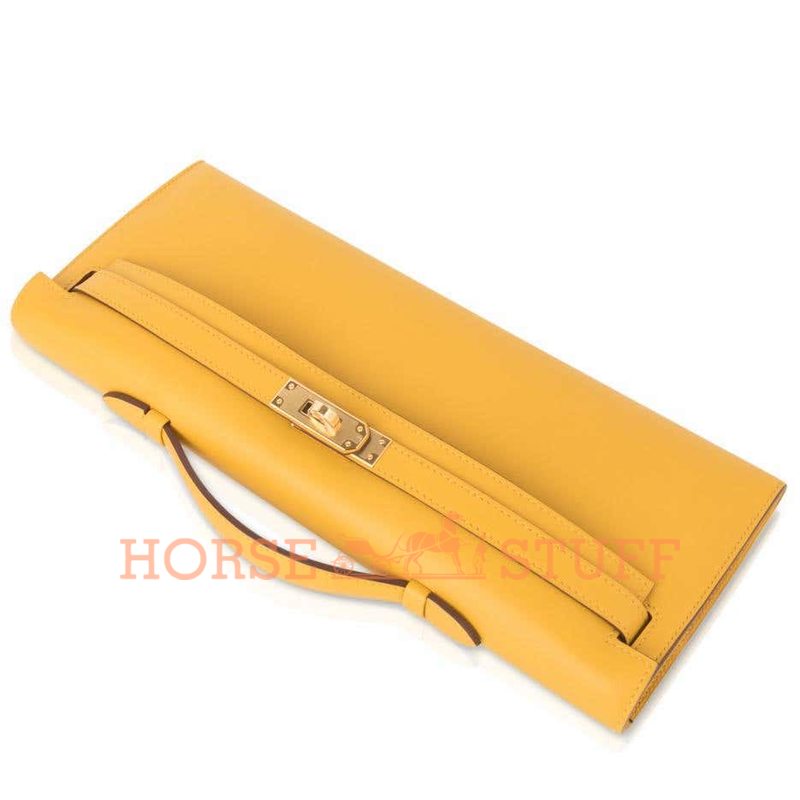 Hermès Kelly Cut Clutch Jaune Ambre Swift GHW