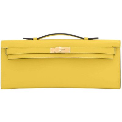 Hermès Kelly Cut Clutch Lime Swift GHW