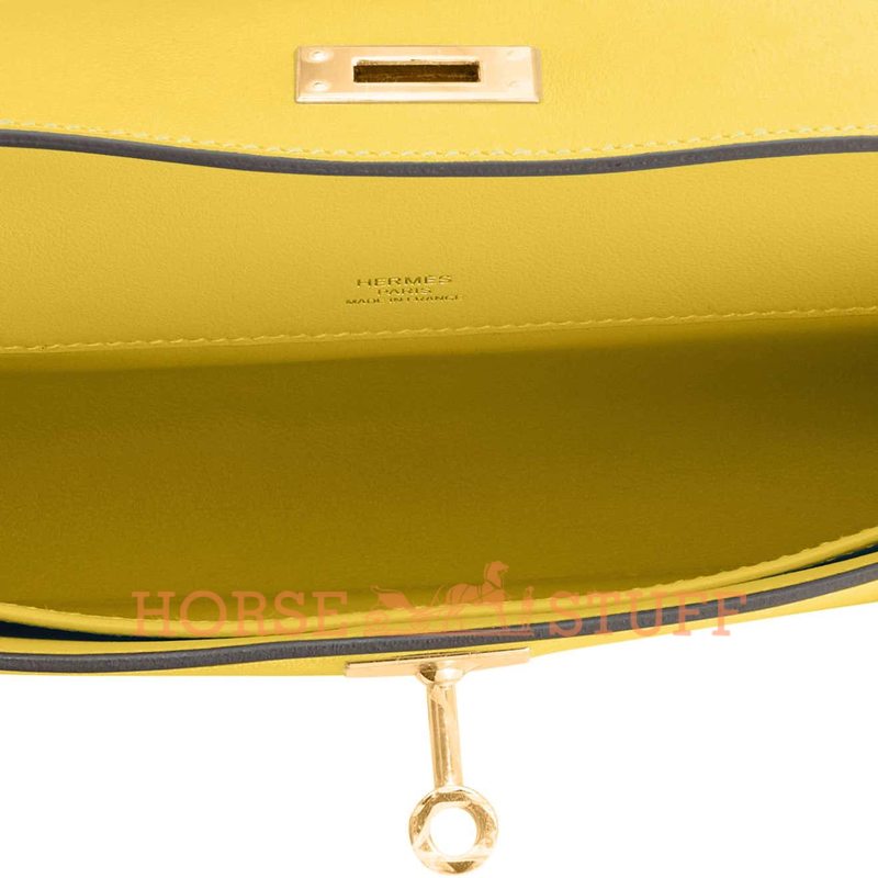 Hermès Kelly Cut Clutch Lime Swift GHW