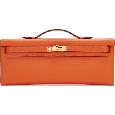 Hermès Kelly Cut Clutch Orange Swift GHW