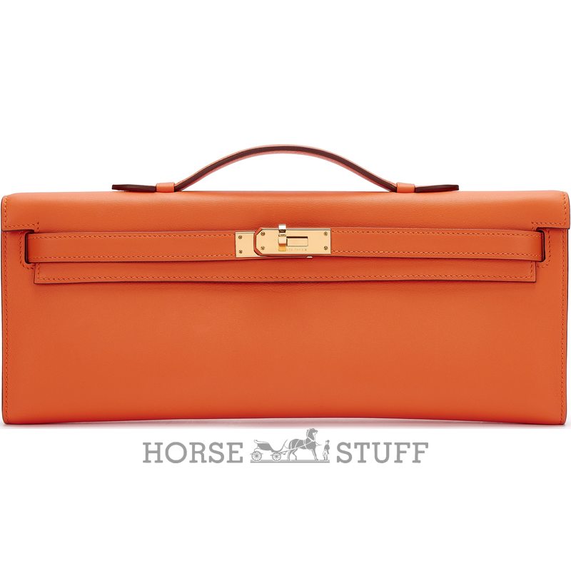 Hermès Kelly Cut Clutch Orange Swift GHW