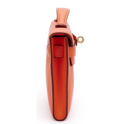 Hermès Kelly Cut Clutch Orange Swift GHW