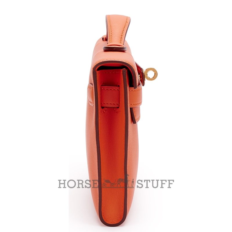 Hermès Kelly Cut Clutch Orange Swift GHW