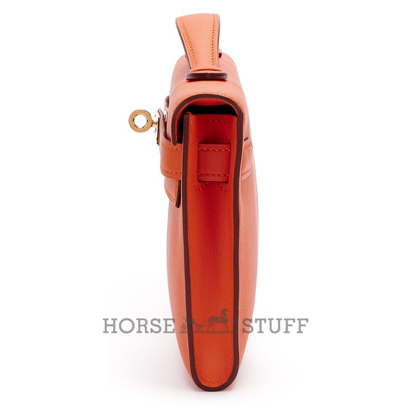 Hermès Kelly Cut Clutch Orange Swift GHW