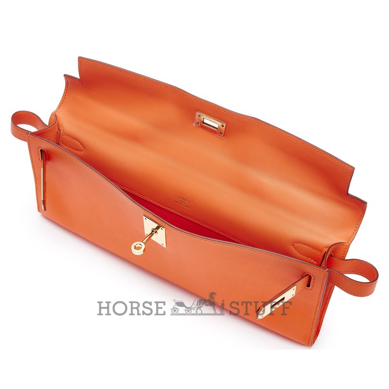 Hermès Kelly Cut Clutch Orange Swift GHW