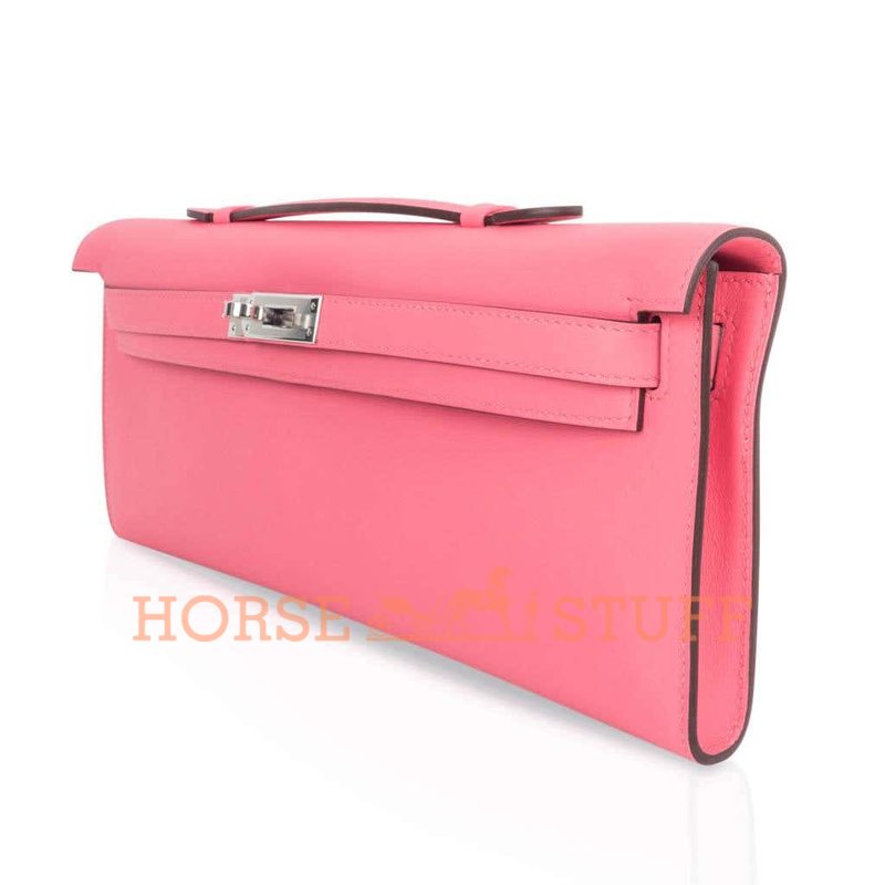 Hermès Kelly Cut Clutch Rose Azalee Swift PHW