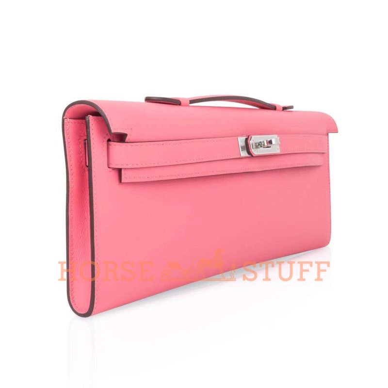 Hermès Kelly Cut Clutch Rose Azalee Swift PHW