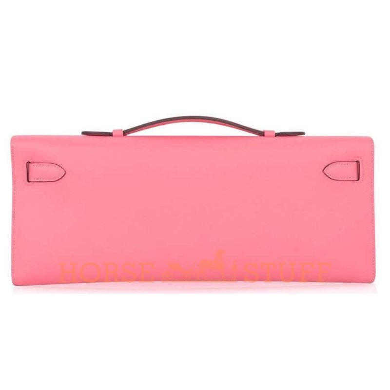 Hermès Kelly Cut Clutch Rose Azalee Swift PHW