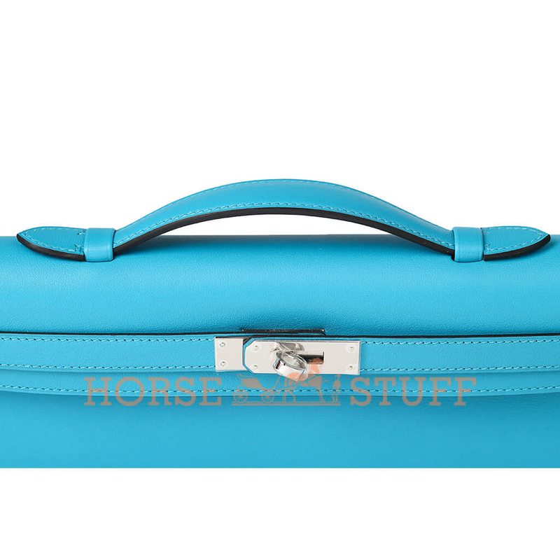 Hermès Kelly Cut Clutch Turquoise Swift PHW