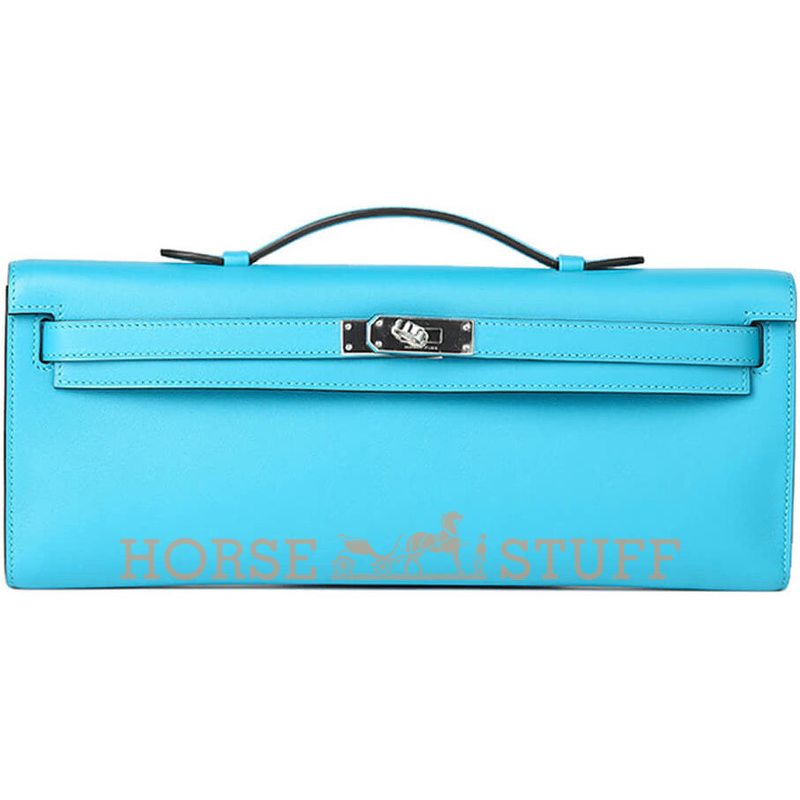 Hermès Kelly Cut Clutch Turquoise Swift PHW