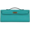 Hermès Kelly Cut Clutch Vert Verone Swift GHW