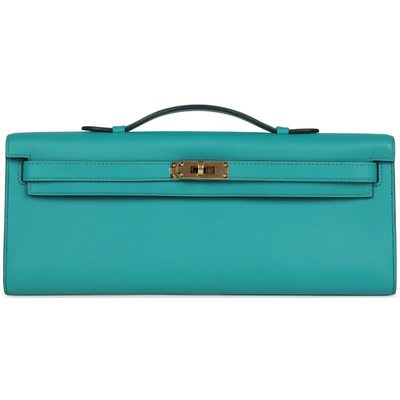 Hermès Kelly Cut Clutch Vert Verone Swift GHW
