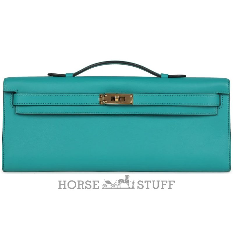 Hermès Kelly Cut Clutch Vert Verone Swift GHW