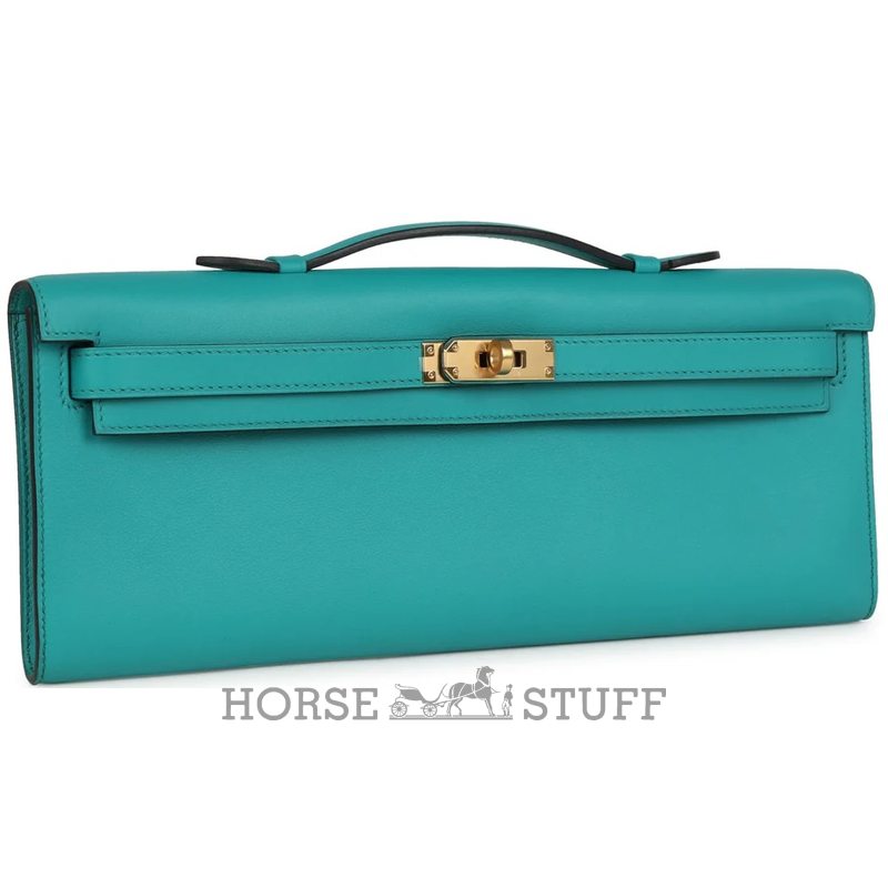 Hermès Kelly Cut Clutch Vert Verone Swift GHW