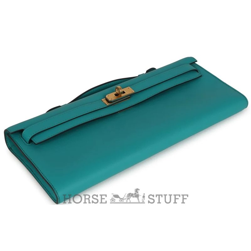 Hermès Kelly Cut Clutch Vert Verone Swift GHW