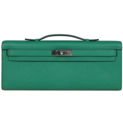 Hermès Kelly Cut Clutch Vert Vertigo Swift PHW