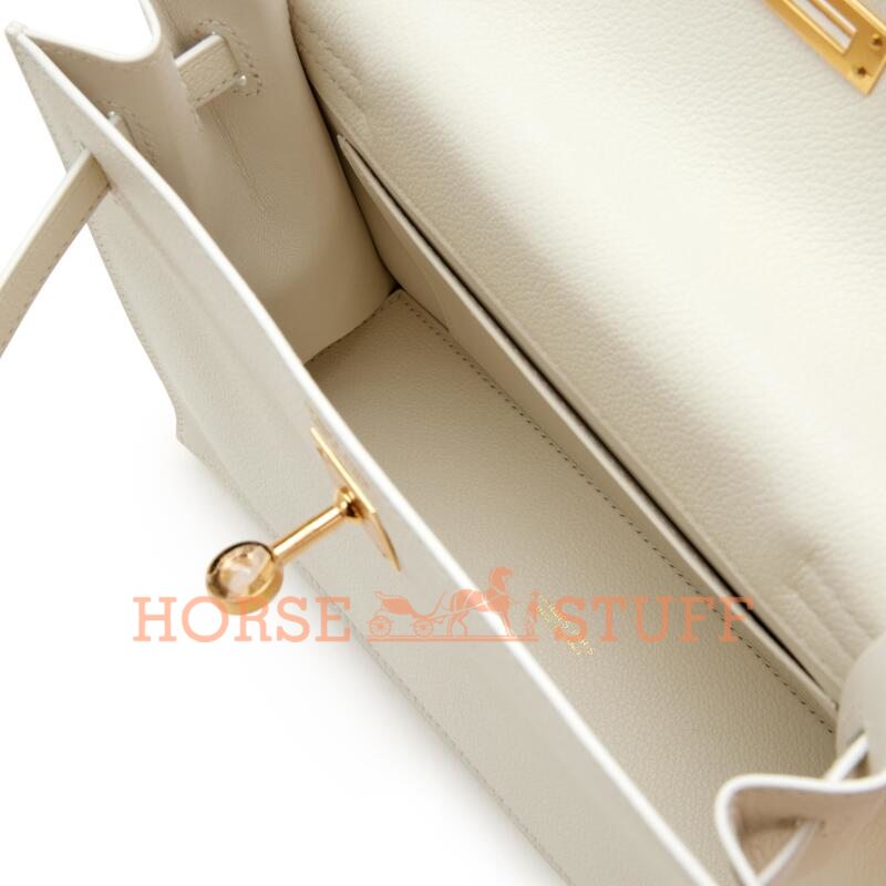 Hermès Kelly Danse II White Evercolor GHW