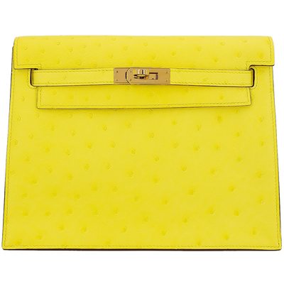 Hermès Kelly Danse II Jaune Citron Ostrich GHW