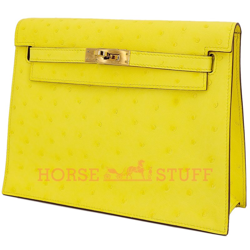 Hermès Kelly Danse II Jaune Citron Ostrich GHW