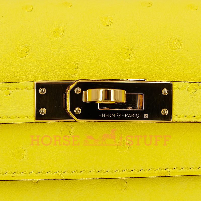 Hermès Kelly Danse II Jaune Citron Ostrich GHW