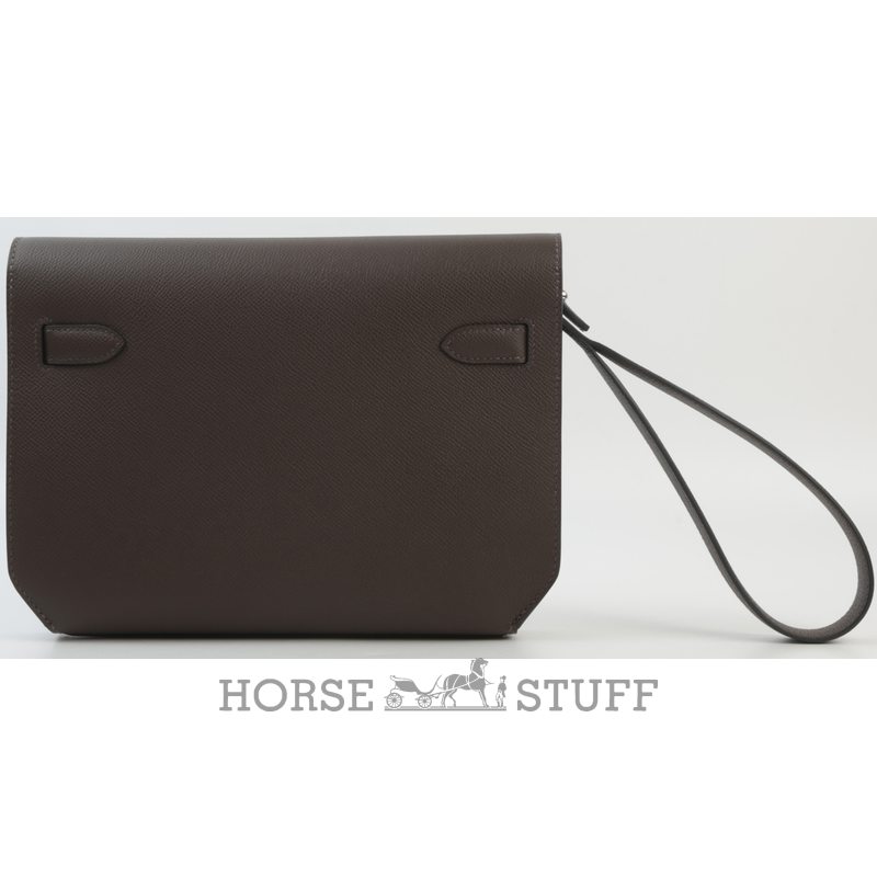 Hermès Kelly Depeches 25 Pouch Ebene Epsom PHW