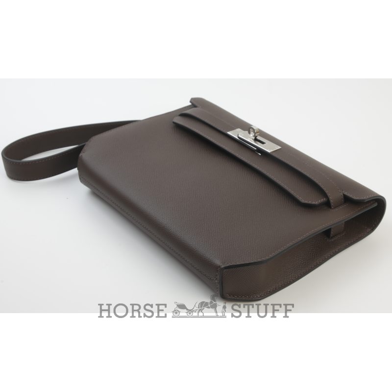 Hermès Kelly Depeches 25 Pouch Ebene Epsom PHW
