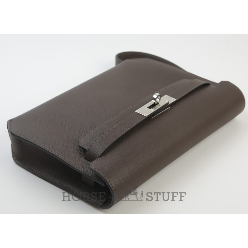 Hermès Kelly Depeches 25 Pouch Ebene Epsom PHW