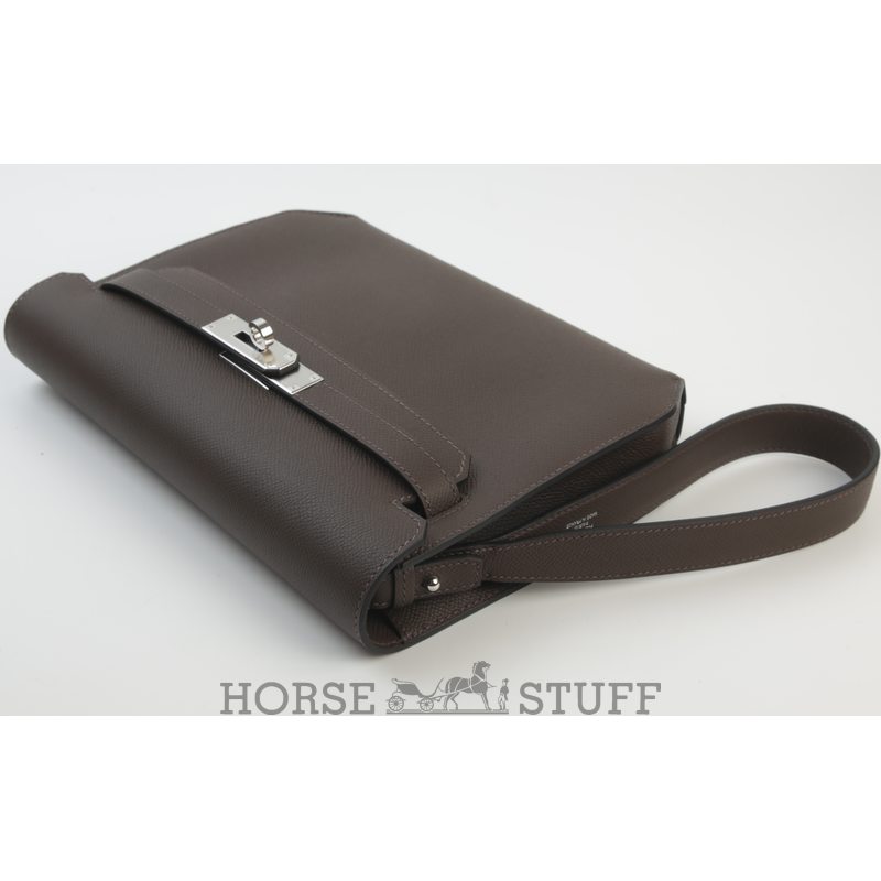 Hermès Kelly Depeches 25 Pouch Ebene Epsom PHW